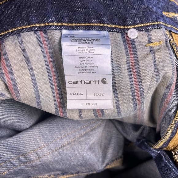 Carhartt Jeans Mens 32x32 Dark Blue Relaxed Straight Fit Cotton Denim Fit33.5x31 - Picture 5 of 15